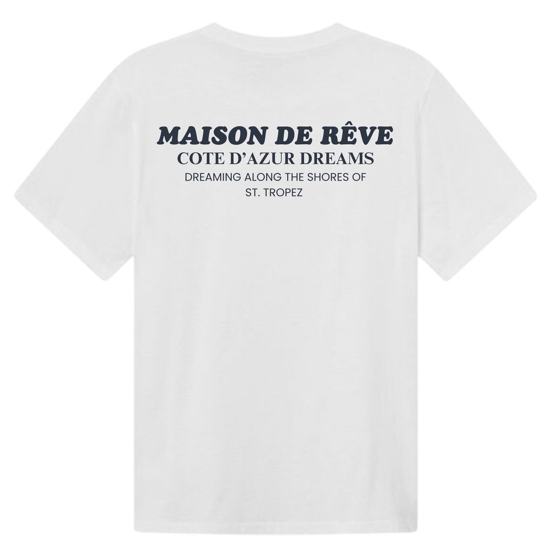White branded oversized heavyweight cotton T‑shirt blue logo