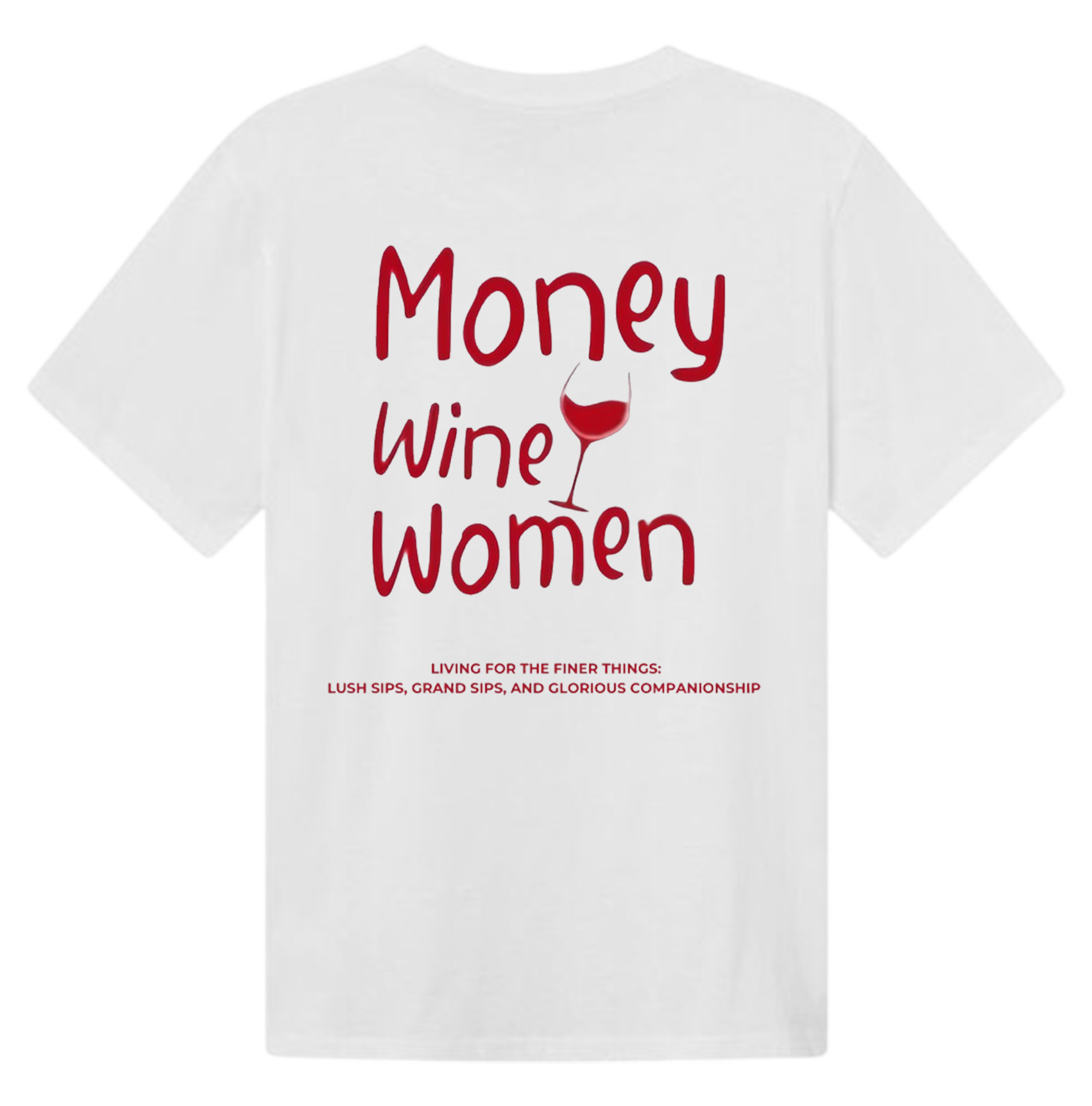 Money Wine Women oversized heavyweight cotton tee white and red