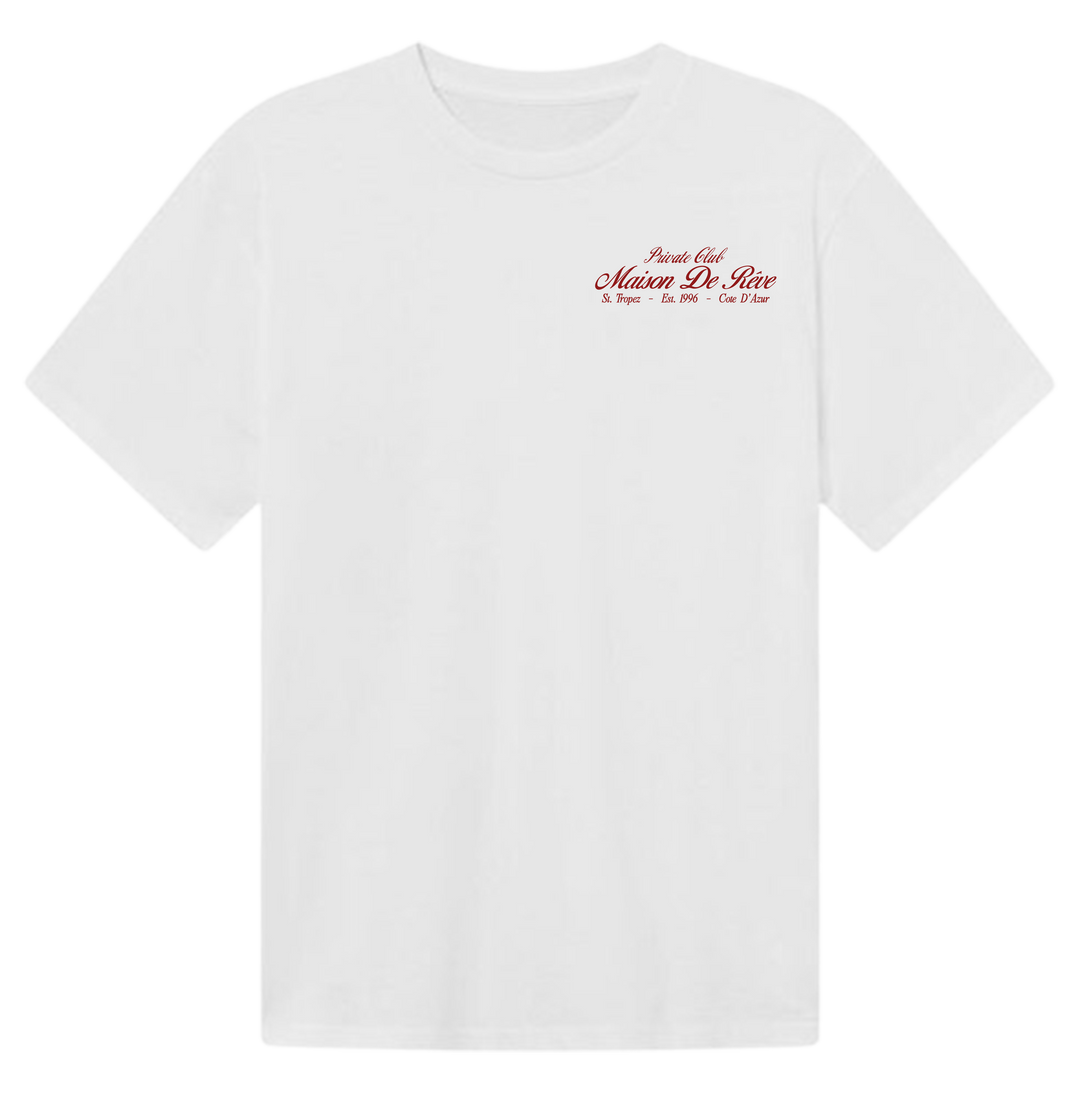 Money Wine Women oversized heavyweight cotton tee white and red