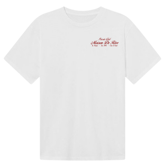 Money Wine Women oversized heavyweight cotton tee white and red